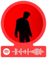 a red circle with a spotify logo and a silhouette of a man
