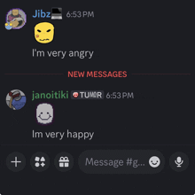 jibz is very angry and janoitiki is very happy in a chat