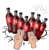 a group of coca cola bottles with the word chevere written on them