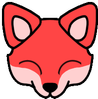 a cartoon drawing of a red fox 's face with its eyes closed