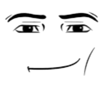 a black and white drawing of a man 's face with a smiling mouth .