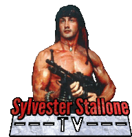 a picture of sylvester stallone holding a rifle