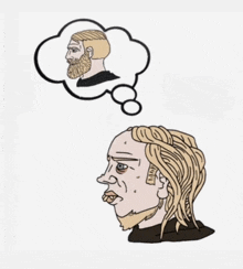 a cartoon of a man with dreadlocks and a thought bubble above his head