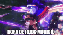 a gif of jojo 's bizarre adventure star platinum with the words hora de jojos muricio