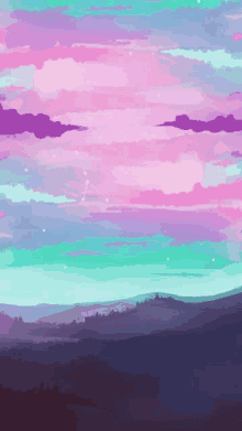 a painting of a cloudy sky with purple and pink clouds