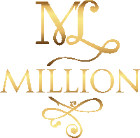 a gold logo that says mc million with a white background