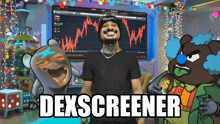 a cartoon of a man and a clown with the words dexscreener on the bottom