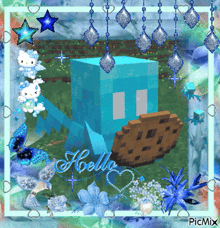 a picture of a hello kitty and a minecraft character with the name hello on it