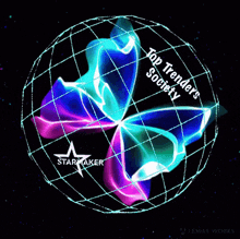 a logo for top trenders society with a butterfly in the center