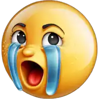 a cartoon smiley face with tears running down its face