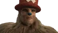 a man with a beard wearing a red top hat