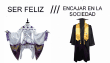 a picture of a graduation cap and gown with the words ser feliz encajar en la sociedad