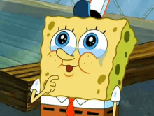 a cartoon character named spongebob has blue eyes