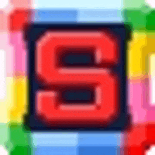 the letter s is in a colorful square on a rainbow background .