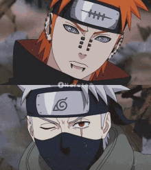 a picture of pain and kakashi with the word naruto on the bottom right