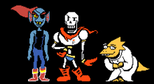 a pixel art of undertale characters including papyrus and aqua