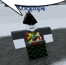 a roblox character with a speech bubble that says " kriegmp4 "