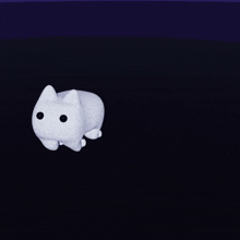 a 3d model of a cat is laying on the ground with a few small white balls