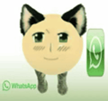 a cat is standing next to a can of soda and a whatsapp logo .