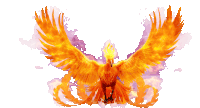 a phoenix with flames coming out of its head