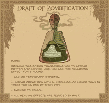 a bottle of draft of zombification that is rare