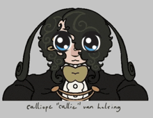 a drawing of a person with the name calliope written on it