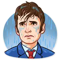 a cartoon drawing of a man in a suit and tie