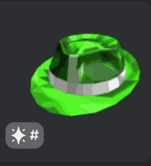 a green hat on a black background with a hashtag