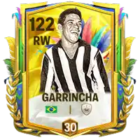 a soccer card for garrincha with the number 122 rw