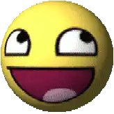 a yellow smiley face with black eyes and a red mouth .