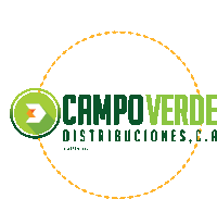 a green and white logo for campo verde distribuciones c.a