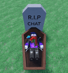 r.i.p chat is written on a gravestone above a coffin