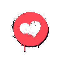 a red circle with a heart inside of it