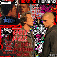 two men standing next to each other with the words hell hell my heart at the bottom of the image