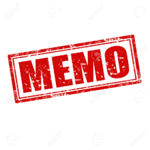 a red rubber stamp with the word memo inside of it