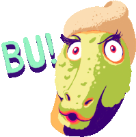 a cartoon illustration of a crocodile with the word bu written on it