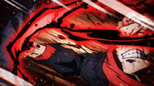 a drawing of a person with blood coming out of their mouth .