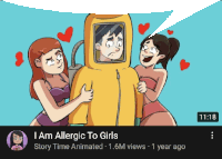 a cartoon of a man in a hazmat suit surrounded by two women