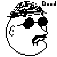 a pixel art drawing of a man wearing sunglasses and a crown .