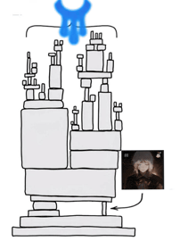 a drawing of a castle with a picture of a girl on the bottom