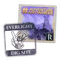 a stamp that says adventure anywhere next to another stamp that says everlight