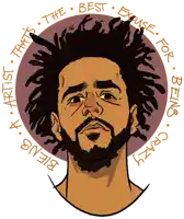 a drawing of a man with the words " the best excuse for being crazy " surrounding him