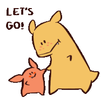 a cartoon drawing of a bear and a pig with the words let 's go below them