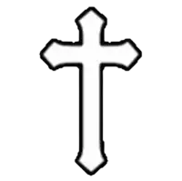 a black and white drawing of a cross with a white background