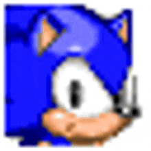 a pixel art drawing of a blue sonic the hedgehog .