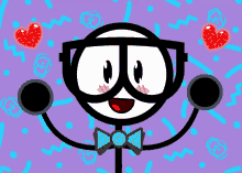 a cartoon character with glasses and a bow tie