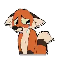 a cartoon fox is crying with a tear coming out of its nose