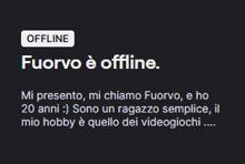 fuorvo è offline is written in white on a black background