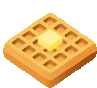 a waffle with a square of butter on top .