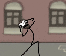 a stick figure with a surprised look on his face stands in front of a building